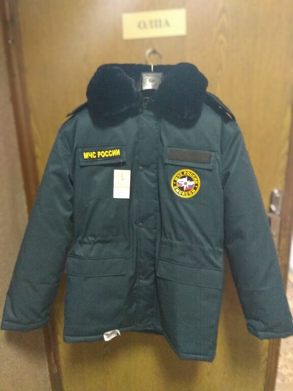 Куртка зимняя с воротником искусственным мехом кадетская