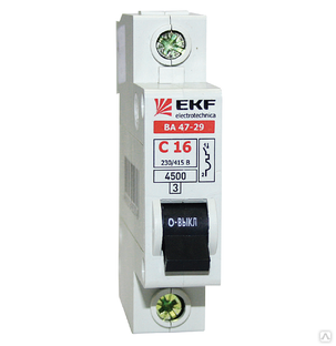 Выключатель автоматический 1п C 16А ВА 47-29 4.5кА Basic EKF mcb4729-1-16C 