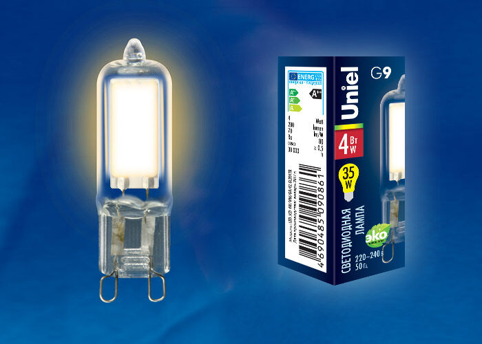 Лампы светодиодные LED-JCD-4W/WW/G9/CL GLZ01TR картон Uniel
