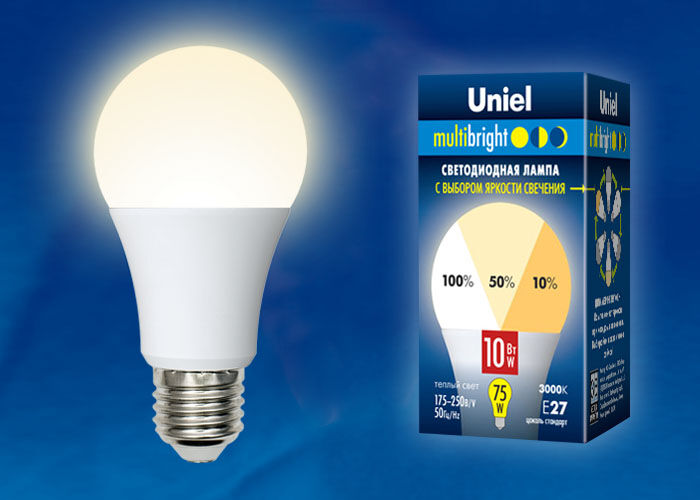 Лампы светодиодные LED-A60-10W/WW/E27/FR/MB PLM11WH картон Uniel