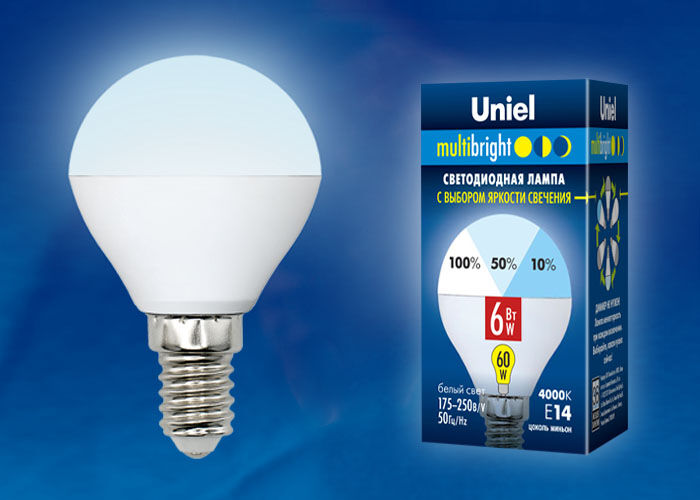 Лампы светодиодные LED-G45-6W/NW/E14/FR/MB PLM11WH картон Uniel