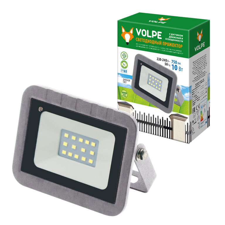 Прожекторы светодиодные ULF-Q592 10W/DW SENSOR IP65 220-240B SILVER картон Volpe