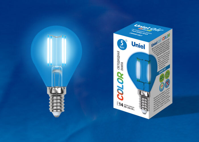 Лампы светодиодные LED-G45-5W/BLUE/E14 GLA02BL картон Uniel