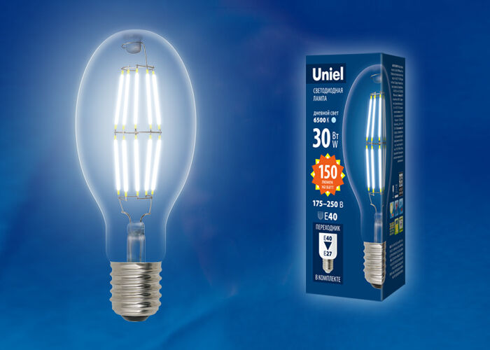 Лампа светодиодная 30Вт LED-ED90-30W/NW/E40/CL GLP05TR Uniel UL-00003760UL-00003760