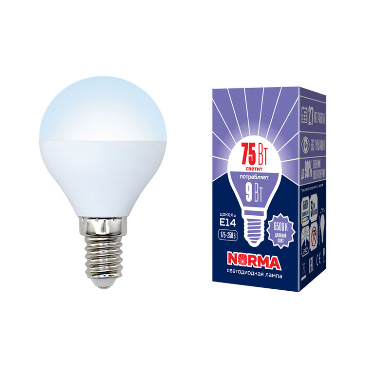Лампы светодиодные LED-G45-9W/DW/E14/FR/NR картон Volpe