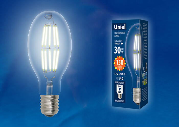 Лампа светодиодная 30Вт LED-ED90-30W/DW/E40/CL GLP05TR Uniel UL-00003761