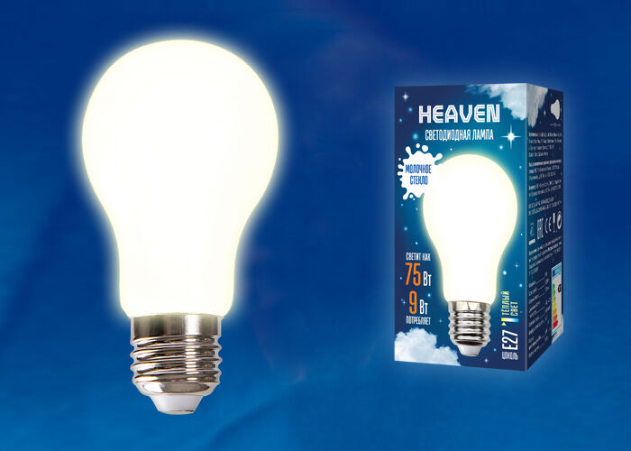 Лампа светодиодная LED-A60-9W/3000K/E27/FR GLH01WH Uniel UL-00004841 Heaven
