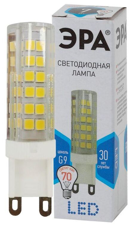 Лампа светодиодная JCD-7w-220V-corn ceramics-840-G9 560лм ЭРА Б0027866 Эра