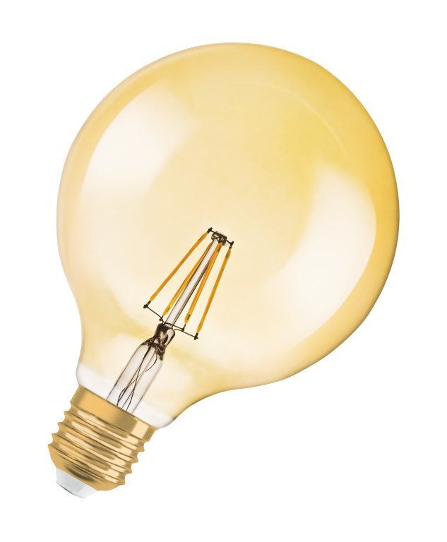 Лампа светодиодная Vintage 1906 LED CL GLOBE125DIM FIL GOLD 557,5W/825 E27 178x125мм OSRAM