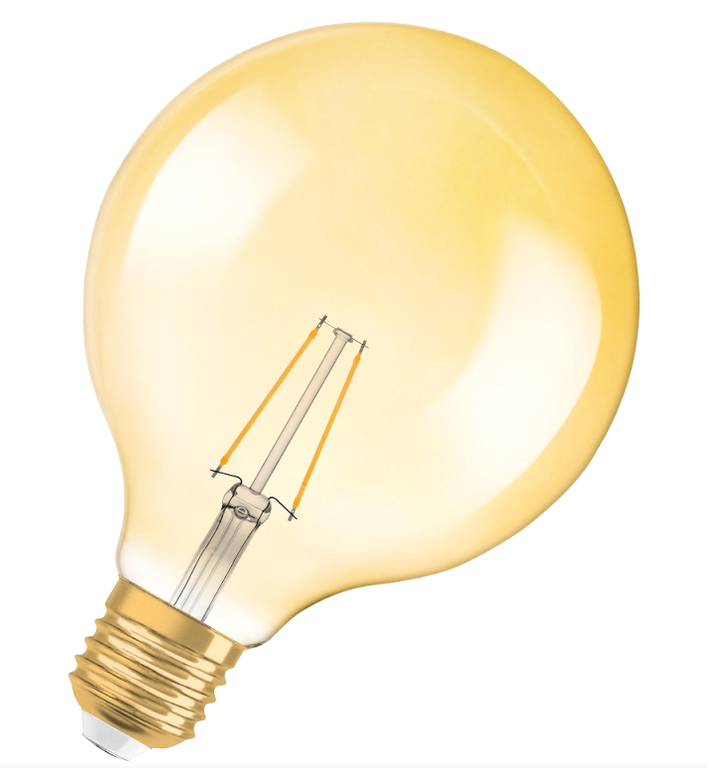 Светодиодная филаментная лампа Osram Vintage 1906 LED CL GLOBE125 FIL GOLD 36 4,5W/825 E27 178x125мм OSRAM