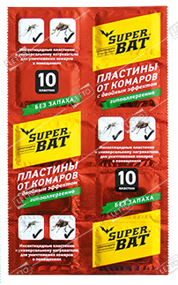 Пластины от комаров красные двойной эффект Супер Бат 10шт SUPER BAT