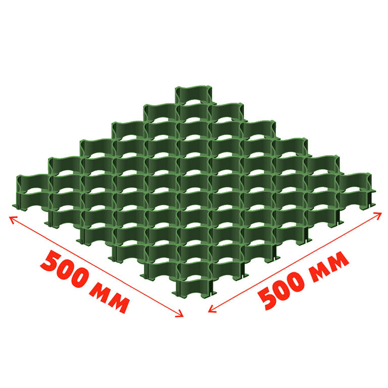 Газонная решетка усиленная для парковок "ап" зеленая 500*500*35 мм (25 т/м2) Альта-профиль