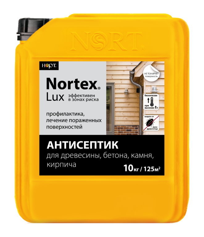 Антисептик «Nortex-Lux для древесины, бетона, камня, кирпича, 43 кг