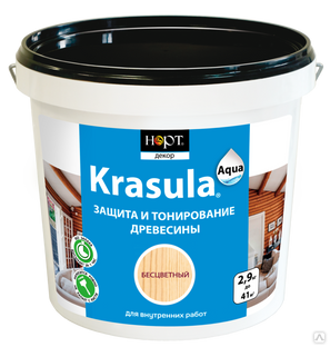 Защитно-декоративный состав на водной основе KRASULA aqua 2,9 кг 