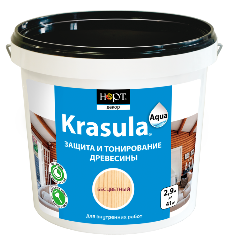Защитно-декоративный состав на водной основе KRASULA aqua 2,9 кг