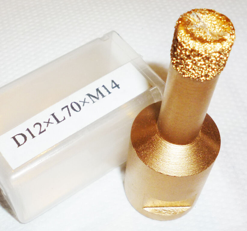 Алмазное сверло Ф 12 мм, М14 вакуумного спекания по мрамору