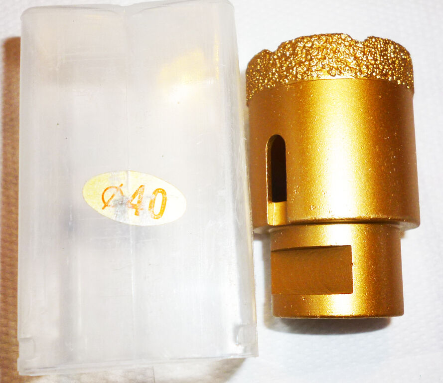 Алмазное сверло Ф 40 мм, М14 вакуумного спекания по мрамору