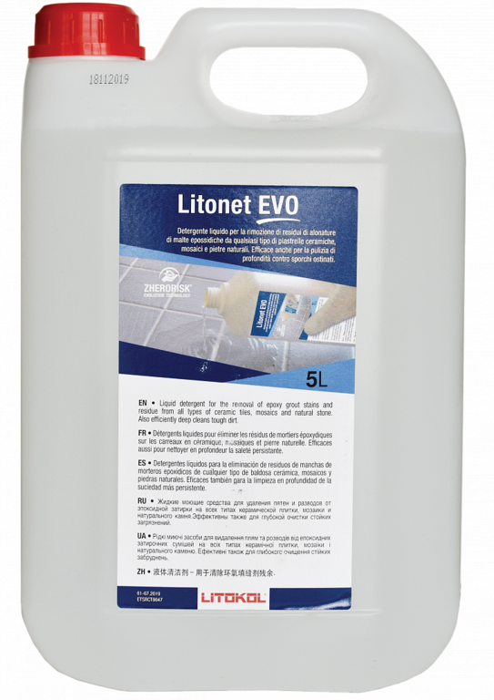 Концентрированный жидкий моющий состав LITOKOL LITONET EVO для удаления остатков эпоксидных затирок, 5 л.