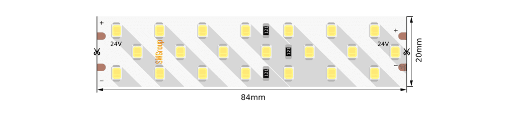 Лента светодиодная ПРО 2835, 252 LED/м, 24 Вт/м, 24В , IP20, Цвет: Теплый белый, 00-00005600