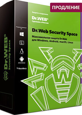 Антивирус Dr.Web Security Space продление на 24 мес. для 4 лиц