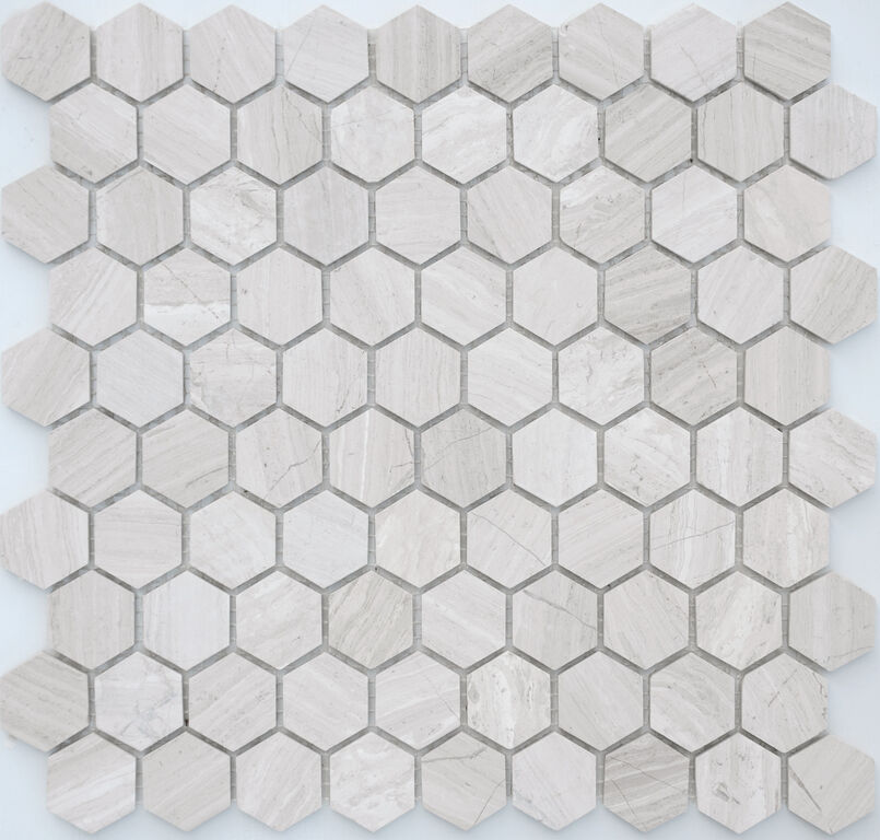 Мозаика каменная Travertino silver MAT hex 18x30x6 LeeDo Caramelle Pietrine Hexagonal