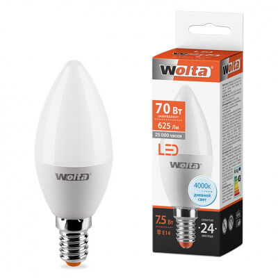 Светодиодная лампа WOLTA 25SC7.5E14 7.5Вт 4000K E14