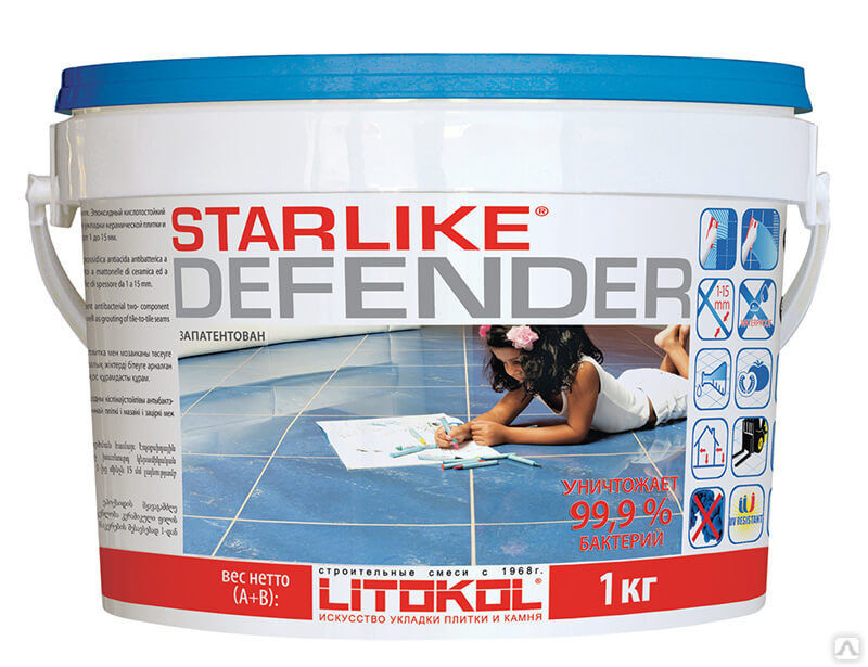 Эпоксидная затирка "LITOKOL" STARLIKE DEFENDER C.310 Титановый, 1 кг.