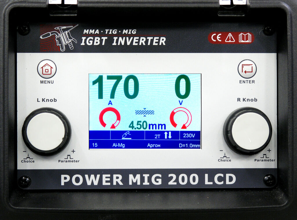 Сварочный полуавтомат инверторный многофункциональный с синергетическим управлением Flama POWER MIG 200 LCD 3