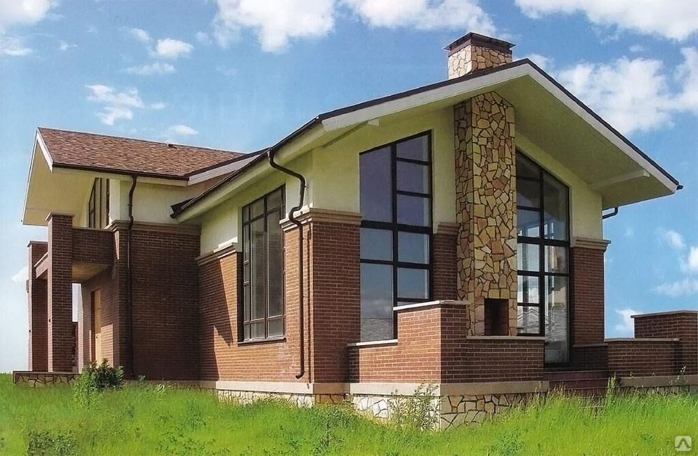 Фасад кирпич и штукатурка комбинированный дома фото