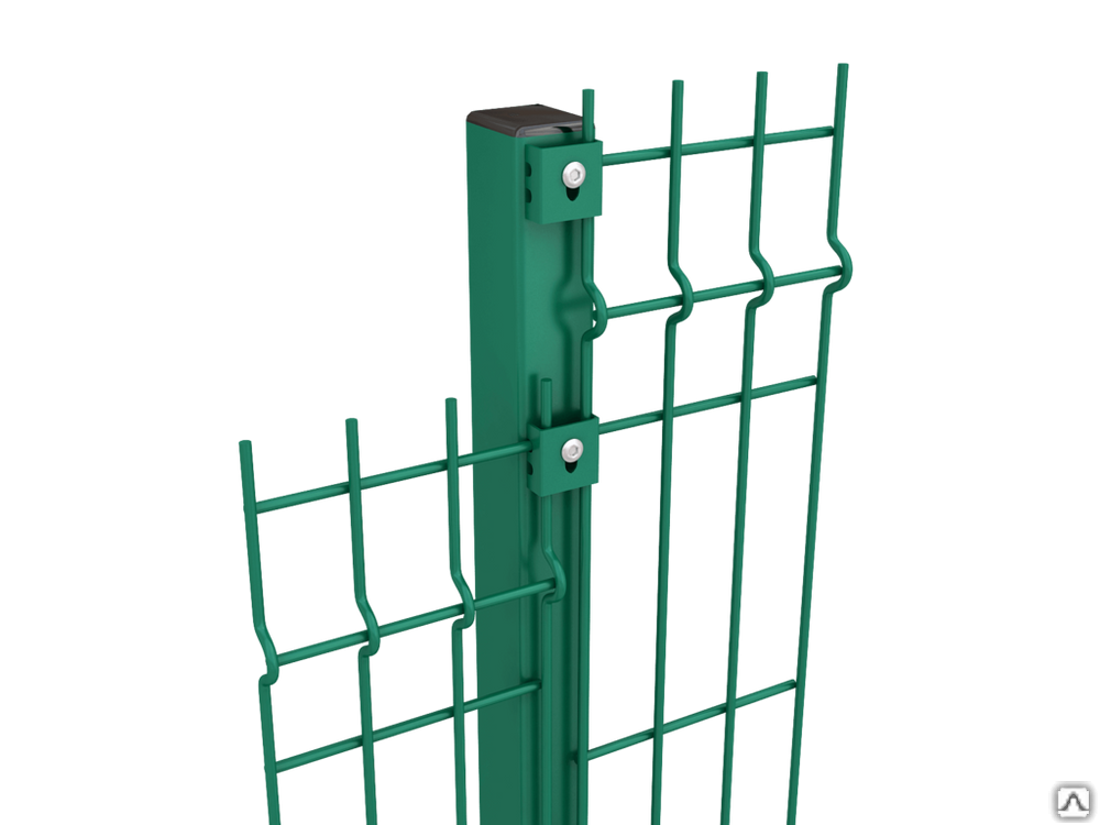 Столб для 3D забора 3 м RAL 6005 (зеленый) 62x55x1,4 мм 5 отверстий под бетон с заглушкой