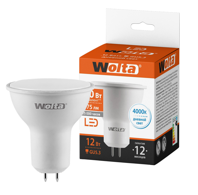 Светодиодная лампа WOLTA 25SPAR16-230-12GU5.3 12Вт 4000K GU5.3