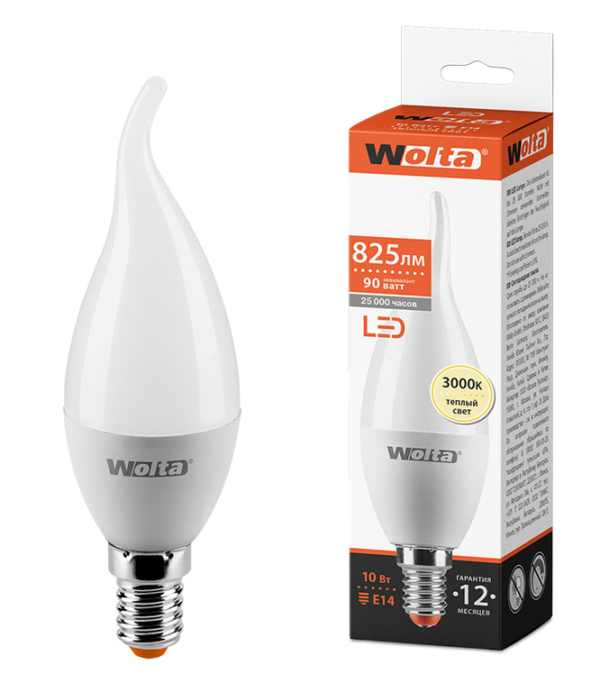 Светодиодная лампа WOLTA 25YCD10E14 10Вт 3000K E14