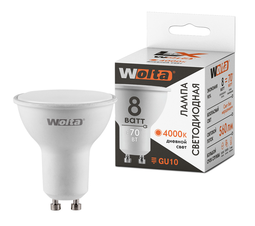 Светодиодная лампа WOLTA LX 30SPAR16-230-8GU10 8Вт 4000K GU10