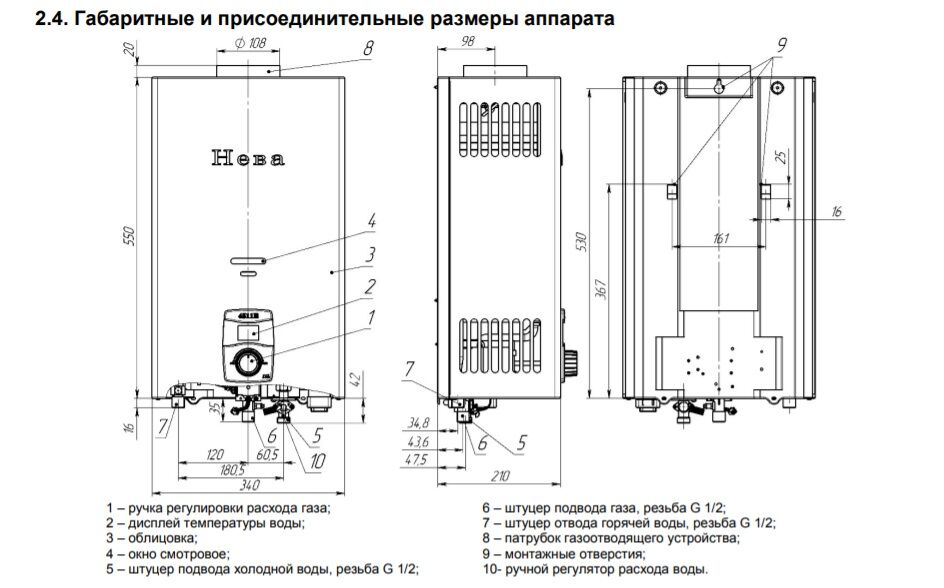 Схема подключения газовой колонки нева