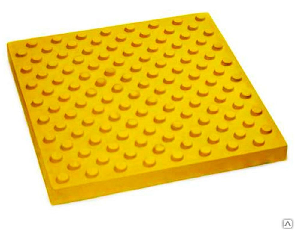 Тактильная тротуарная плитка с конусообразными рифами в шахматном порядке 300х300 h50 жёлтая