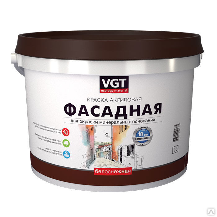Краска ВД-АК-1180 фасадная "белоснежная" 15.0 кг VGT (10л)