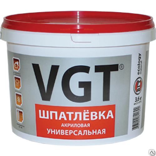 Шпатлёвка универсальная для нар/внутр работ (влагостойкая) 1.0 кг VGT