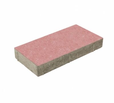Плитка тротуарная «Домино» 400х150х60 мм, красный на белом цементе