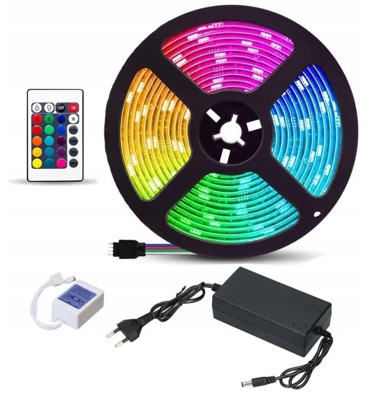 RGB комплект светодиодной ленты 2835, 5м в комплекте блок питания, контроллер, пульт